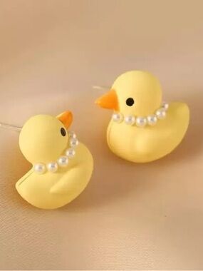Pearl Rubber Ducky Stud Earrings